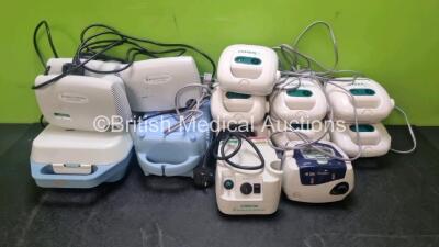 Mixed Lot Including 7 x Ombra Table Top Compressors, 3 x Henleys Medical Salter Aire Compressors, 1 x Henleys Medical Salter Aire Plus Compressor, 1 x Medix Actineb Nebulizer, 1 x ResMed S8 CPAP and 1 x Medix AC 2000 Ventilator *cage* - 2