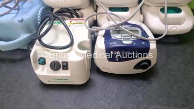 Mixed Lot Including 7 x Ombra Table Top Compressors, 3 x Henleys Medical Salter Aire Compressors, 1 x Henleys Medical Salter Aire Plus Compressor, 1 x Medix Actineb Nebulizer, 1 x ResMed S8 CPAP and 1 x Medix AC 2000 Ventilator *cage* - 4