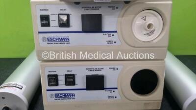 Mixed Lot Including 2 x Eschmann Smoke Evacuator Units, 2 x PCS-3000 Calibration Syringes and 1 x A&D TM-2655P Automatic Blood Pressure Monitor (Damage to Casing *SN SEUD4D1284 / SEUD4D1285 / 201406613 / 201406632* - 2