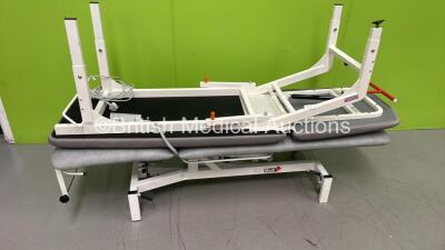 1 x Medi Plinth Electric Patient Examination Couch with Controller (Powers Up - 1 x Brakes Stuck on) and 1 x Acime Static Couch
