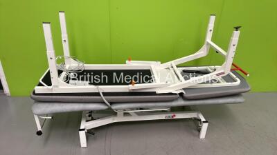1 x Medi Plinth Electric Patient Examination Couch with Controller (Powers Up - 1 x Brakes Stuck on) and 1 x Acime Static Couch - 2