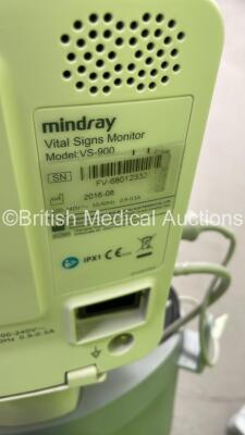 4 x Mindray VS-900 Vital Signs Monitors on Stands (All Power Up - 1 x Missing Side Panel - See Pictures) - 9