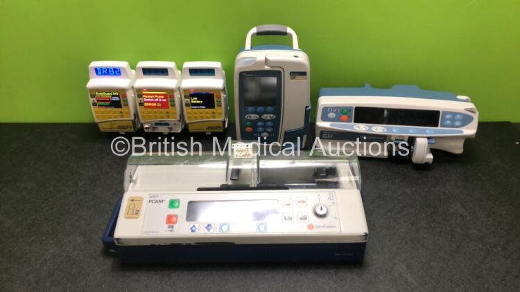 Job Lot Including 3 x CME McKinley Bodyguard 545 Epidural Infusion Pumps (All Power Up, 1 x Damaged Casing and Error 23 - See Photos) 1 x Cardinal Health Alaris GP Infusion Pump, 1 x CareFusion Alaris Plus GH Syringe Pump and 1 x CareFusion IVAC PCAM Syri