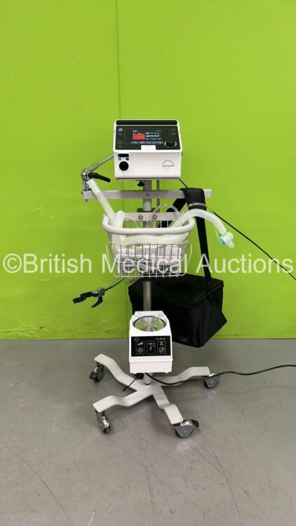 Lowenstein Medical V50-C1 Ventilator *Mfd 2020* with Breathing Tube, Prisma VENT AQUA Humidifier, Operators Manual and Carry Bag on Stand (Powers Up) *99005124*