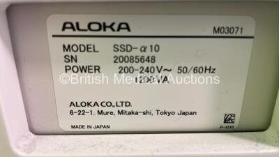 Aloka Prosound a10 Model SSD-a10 Ultrasound Scanner *Mfd 2010* with Olympus MAJ-1597 Cable (Powers Up with Missing Key - HDD REMOVED) *20085648* - 12