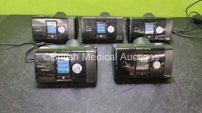 5 x ResMed Autoset Airsense 10 CPAP Units (All Power Up - 1 x Humidifier Chamber Missing) *S/N 23202972761 / 23152050258 / 22141454621 / 23152001276 / 23172477434*