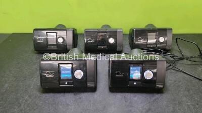 5 x ResMed Autoset Airsense 10 CPAP Units (All Power Up - 2 x Humidifier Chambers Missing) *S/N 22141520833 / 23162065209 / 23171683499 / 23151581858 / 22151244591*