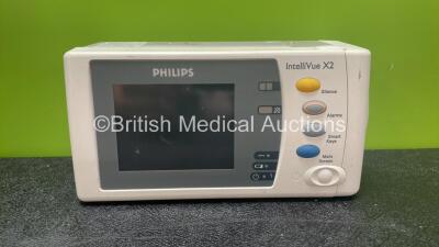 Philips IntelliVue X2 Handheld Patient Monitor Including ECG, SpO2, NBP, Press and Temp Options with 1 x Philips M4607A Battery (Power Up when Tested with Stock Battery-Battery Included Is Flat)