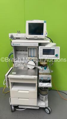 Datex-Ohmeda Aestiva/5 Anaesthesia Machine with Datex-Ohmeda Aestiva 7900 SmartVent Software Version 4.8 PSVPro, Philips IntelliVue G5 - M1019A Gas Module, Philips IntelliVue MP50 Patient Monitor, Bellows, Absorber and Hoses (Powers Up - Rear Panel Detach