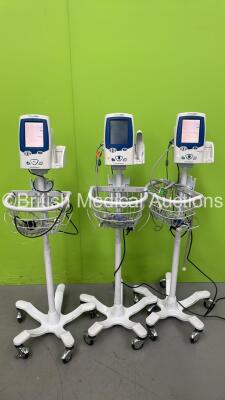 3 x Welch Allyn SPOT Vital Signs LXi Patient Monitors on Stands (2 x Power Up) *S/N 20131106236 / 20131108436 / 20131108434*