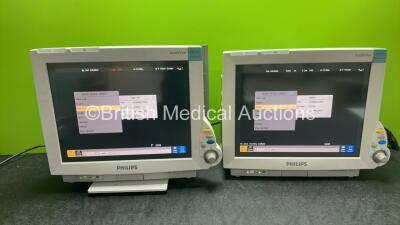 2 x Philips IntelliVue MP70 Anesthesia Patient Monitors (Both Power Up)