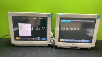 2 x Philips IntelliVue MP70 Anesthesia Patient Monitors (Both Power Up, 1 with Missing Cover-See Photo)