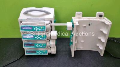 4 x B Braun Perfusor Space Syringe Pumps (All Power Up) and 2 x B.Braun Space Station (1 x No Power) *SN 46938 / 197729 / 272453 / 72338 / 37754*