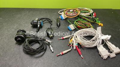 Mixed Lot Including 2 x Oxygen Sensors, 1 x Welch Allyn Otoscope Head Attachment, 1 x Beyerdynamics Microphone and 4 x ECG Leads