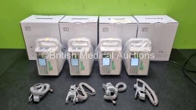 4 x Sino Medical SN-1800V Infusion Pumps *Mfd 2020* (All Power Up) with User Manuals in Boxes