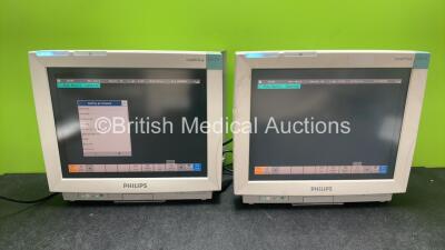 2 x Philips IntelliVue MP70 Patient Monitors (Both Power Up with Damage-See Photos)