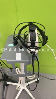 1 x Welch Allyn Patient Examination Lamp on Stand (NO Power) and 1 x Welch Allyn Solarc Light Source on Stand with Headlight (Powers Up with Good Bulb) *S/N NA* - 9