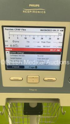 Philip Respironics Trilogy 202 Ventilator on Stand Software Version 14.2.02 - Running Hours 3214 with Hose (Powers Up) *S/N TV013041207** - 4