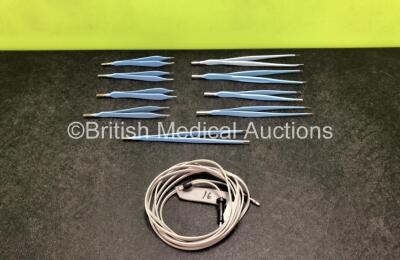 9 x Diathermy / Electrosurgical Forceps and 1 x Diathermy Cable