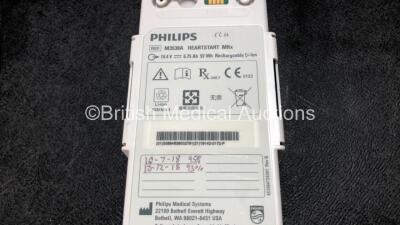 2 x Philips Heartstart MRx Defibrillators Including ECG and Printer Options with 2 x M3725A Test Loads, 2 x Paddle Leads, 2 x ECG Leads, 2 x Batteries and 1 x M33539A Module (Both Power Up then Shut Down - See Photos) - 8