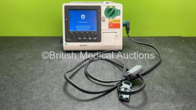 Philips Heartstart XL+ Defibrillator Including ECG and Printer Options with 1 x Paddle Lead and 1 x Battery (Powers Up) *SN US31410912*