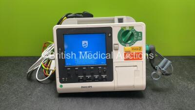 Philips Heartstart XL+ Defibrillator Including ECG and Printer Options with 1 x Paddle Lead, 1 x 3 Lead ECG Lead and 1 x Battery (Powers Up) *SN US31410903*