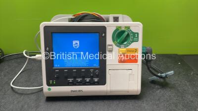 Philips Heartstart XL+ Defibrillator Including ECG and Printer Options with 1 x Paddle Lead, 1 x 3 Lead ECG Lead and 1 x Battery (Powers Up) *SN US31410816*