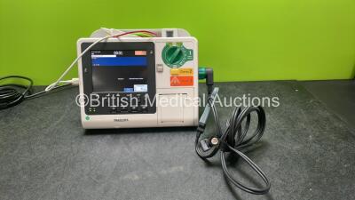 Philips Heartstart XL+ Defibrillator Including ECG and Printer Options with 1 x Paddle Lead, 1 x 3 Lead ECG Lead and 1 x Battery (Powers Up) *SN US31410967*