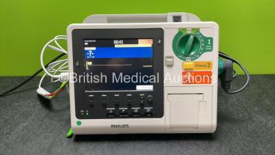 Philips Heartstart XL+ Defibrillator Including ECG and Printer Options with 1 x Paddle Lead, 1 x 3 Lead ECG Lead and 1 x Battery (Powers Up) *SN US31410966*