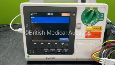 Philips Heartstart XL+ Defibrillator Including ECG and Printer Options with 1 x Paddle Lead, 1 x 3 Lead ECG Lead and 1 x Battery (Powers Up) *SN US31410900* - 2