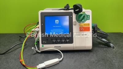 Philips Heartstart XL+ Defibrillator Including ECG and Printer Options with 1 x Paddle Lead, 1 x 3 Lead ECG Lead and 1 x Battery (Powers Up) *SN US81516000*