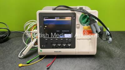 Philips Heartstart XL+ Defibrillator Including ECG and Printer Options with 1 x Paddle Lead, 1 x 3 Lead ECG Lead and 1 x Battery (Powers Up) *SN US31410915*