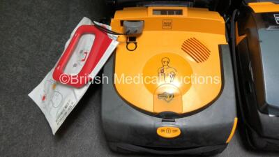 2 x Physio Control Lifepak CR Plus Defibrillators with 1 x Electrode Pads *Both Expired* in 2 x Carry Cases (Both Power Up) - 3