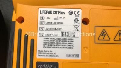 2 x Physio Control Lifepak CR Plus Defibrillators with 1 x Electrode Pads *Both Expired* in 2 x Carry Cases (Both Power Up) - 7