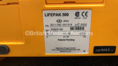 2 x Medtronic Physio Control Lifepak 500 Automated External Defibrillators (Untested Due to No Battery) - 4