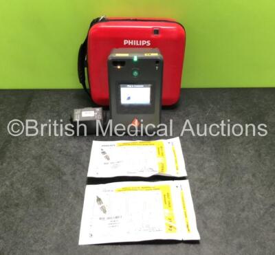 Philips FR3 Heartstart Defibrillator with 2 x Batteries *Install Dates 2024-02 / 2026-08* and 2 x Philips Electrode Packs *Both Expire 2024* in Carry Case (Powers Up) *SN C18H-00132*