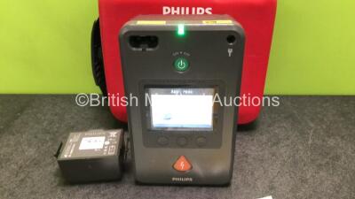 Philips FR3 Heartstart Defibrillator with 2 x Batteries *Install Dates 2024-02 / 2026-08* and 2 x Philips Electrode Packs *Both Expire 2024* in Carry Case (Powers Up) *SN C18H-00132* - 2