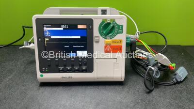 Philips Heartstart XL+ Defibrillator Including ECG and Printer Options with 1 x Paddle Lead, 1 x 3 Lead ECG Lead and 1 x Battery (Powers Up) *SN US31410908*