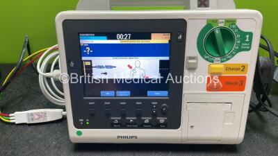 Philips Heartstart XL+ Defibrillator Including ECG and Printer Options with 1 x Paddle Lead, 1 x 3 Lead ECG Lead and 1 x Battery (Powers Up) *SN US71514633* - 2