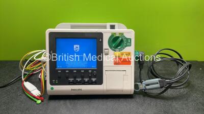 Philips Heartstart XL+ Defibrillator Including ECG and Printer Options with 1 x Paddle Lead, 1 x 3 Lead ECG Lead and 1 x Battery (Powers Up) *SN US31410910*