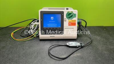 Philips Heartstart XL+ Defibrillator Including ECG and Printer Options with 1 x Paddle Lead, 1 x 3 Lead ECG Lead and 1 x Battery (Powers Up) *SN US81515500*