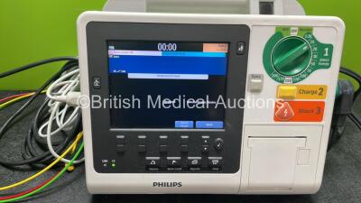 Philips Heartstart XL+ Defibrillator Including ECG and Printer Options with 1 x Paddle Lead, 1 x 3 Lead ECG Lead and 1 x Battery (Powers Up) *SN US81515500* - 2