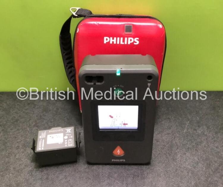 Philips FR3 Heartstart Defibrillator with 2 x Batteries *Install Dates 2024-03 / 2024-01* in Carry Case (Powers Up)