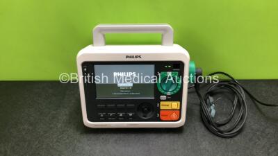 Philips Efficia DFM100 Defibrillator *Mfd 2020* Including Pacer, ECG, CO2 and Printer Options Release Rev 2.0 with 1 x Battery and 1 x Paddle Lead (Powers Up) *SN CN32640146*