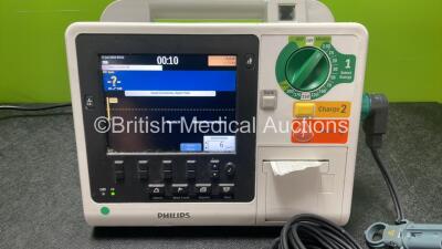 Philips Heartstart XL+ Defibrillator Including Pacer, ECG and Printer Options with 1 x Paddle Lead and 1 x Battery (Powers Up) *SN US31410819* - 2