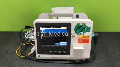 Philips Heartstart XL+ Defibrillator Including ECG and Printer Options with 1 x ECG Lead, 1 x Paddle Lead and 1 x Battery (Powers Up) *SN US31410918*