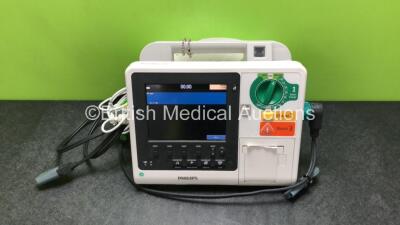 Philips Heartstart XL+ Defibrillator Including ECG and Printer Options with 1 x ECG Lead, 1 x Paddle Lead and 1 x Battery (Powers Up) *SN US*