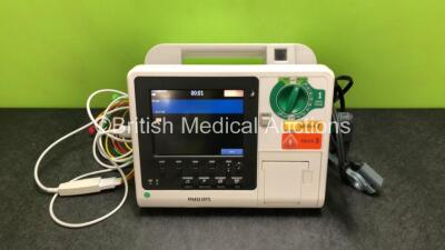 Philips Heartstart XL+ Defibrillator Including ECG and Printer Options with 1 x ECG Lead, 1 x Paddle Lead and 1 x Battery (Powers Up) *SN US31410921*