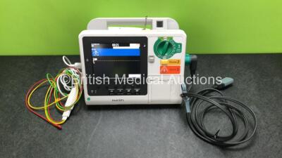 Philips Heartstart XL+ Defibrillator Including ECG and Printer Options with 1 x ECG Lead, 1 x Paddle Lead and 1 x Battery (Powers Up) *SN US31410898*