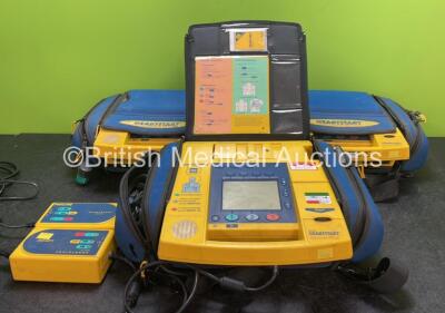 3 x Laerdal 4000 Defibrillators with 2 x AC Power Supplies (1 Powers Up, 2 No Power)